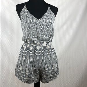 black and white print romper